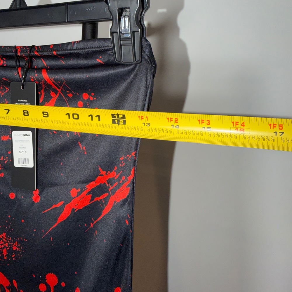 Fashion Nova Black Red Paint Splatter Tube Bodycon Mini Dress Womens Size Small - Picture 6 of 7